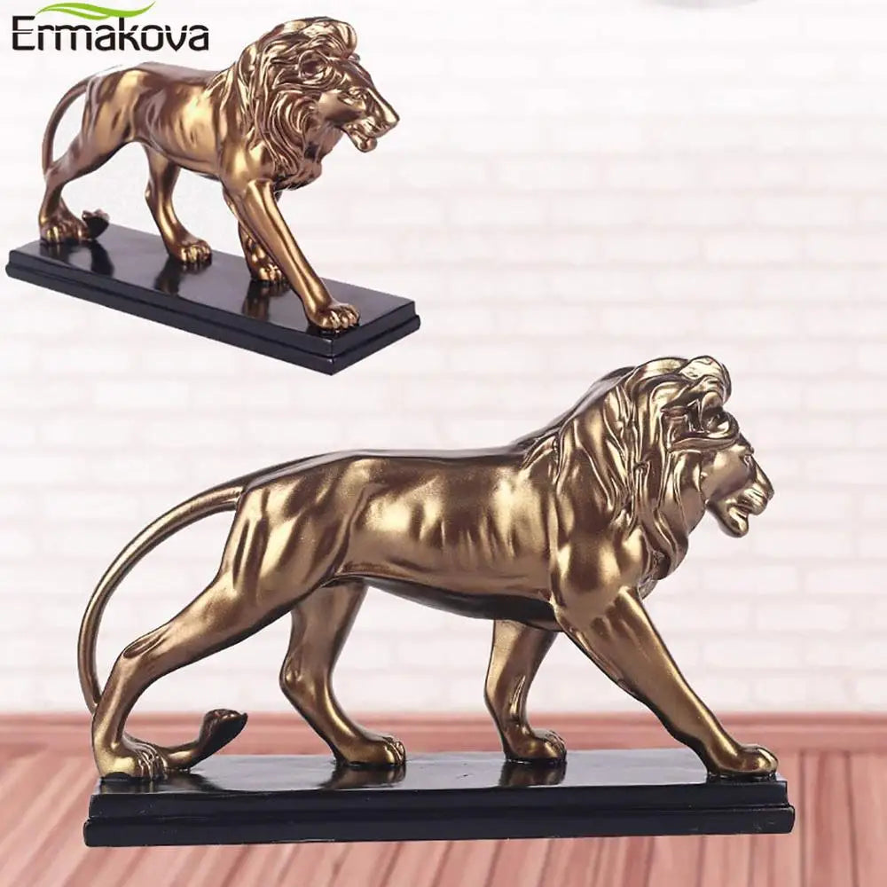 29cm Creative Resin Male Lion Statue Decoration Figurines Study Room Ornament Sculpture Animals Crafts Home Jewelry Decor Gift