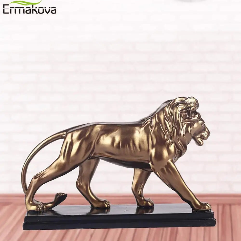 29cm Creative Resin Male Lion Statue Decoration Figurines Study Room Ornament Sculpture Animals Crafts Home Jewelry Decor Gift