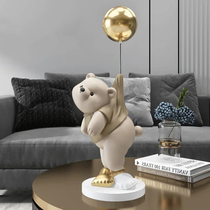 Polar Bear Cartoon Animal Resin Statue Wine Cabinet Porch Figurines Tabletop Decoration Sculpture Home Decor Nordic Wedding Gift