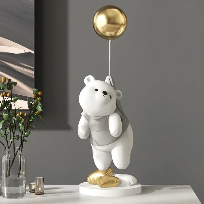 Polar Bear Cartoon Animal Resin Statue Wine Cabinet Porch Figurines Tabletop Decoration Sculpture Home Decor Nordic Wedding Gift