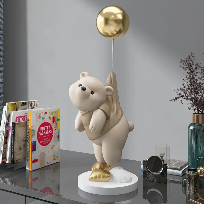 Polar Bear Cartoon Animal Resin Statue Wine Cabinet Porch Figurines Tabletop Decoration Sculpture Home Decor Nordic Wedding Gift