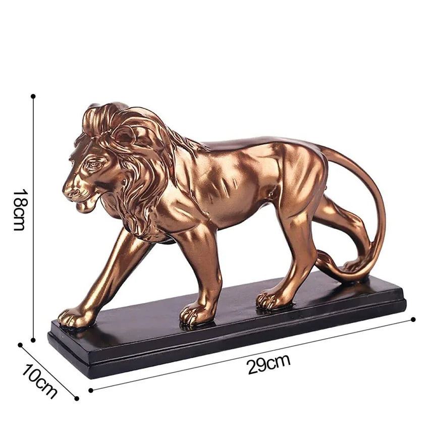 29cm Creative Resin Male Lion Statue Decoration Figurines Study Room Ornament Sculpture Animals Crafts Home Jewelry Decor Gift