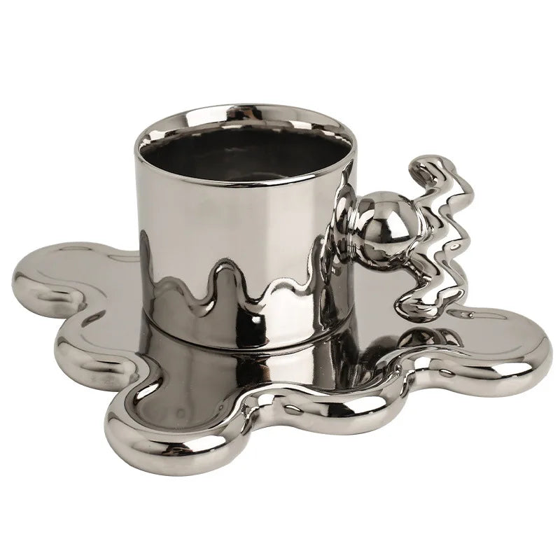 Chrome Bloom Mug & Tray Set