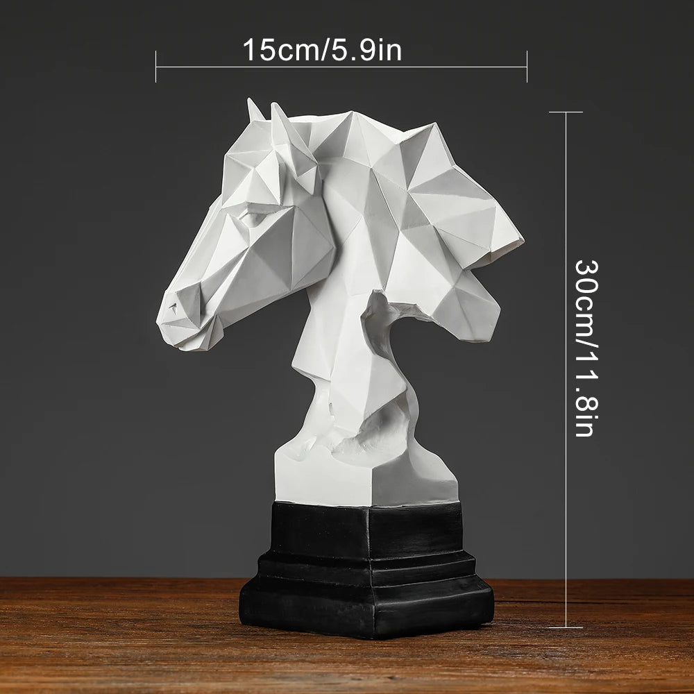 1pc Cube Horse Head Sculpture, Collectible Horse Figure, Exclusive Art Indoor Home Decor, Polygonal Horse Resin Ornament