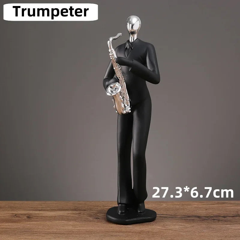 Creative Resin Decoration Band Player Ornaments Home Decor Musician Miniatures Gold Head Figurines Musical Character Ornaments