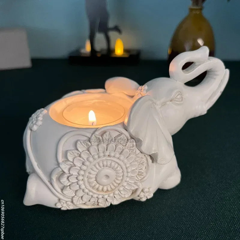 Animal Candle Holders Elephant Trunks Up Sculpture Tealight Candle Holder Decorative Small Candle Stick Holders Good Lucky Gifts
