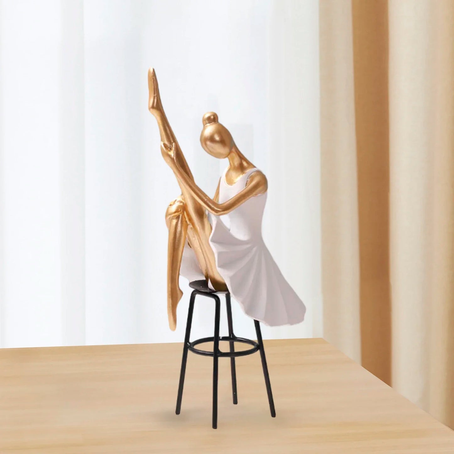 Ballerina Girl Figurine Modern Collection Art Craft Dancer Statue Statuette for Home Office Bedroom Entrance Bookcase Decor
