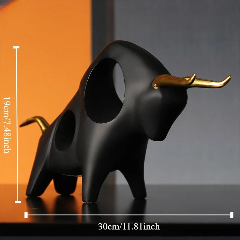 Home Decor Cattle Statue Ox Home Decor Living Room Bull Sculpture Wine TV Cabinet Ornament Crafts Abstract Animal Figurine