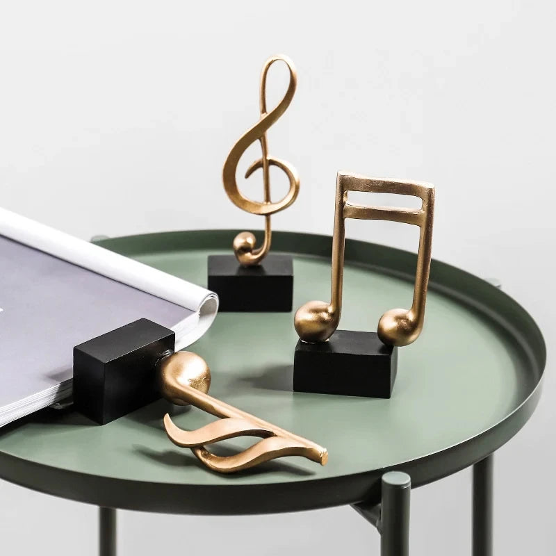 Resin Figurine Decorative Art Statuette Golden Musical Note Handicraft Living Room Wine Cabinet Desk Ornaments Home Decor