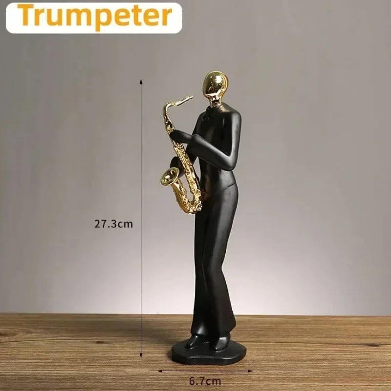 Creative Resin Decoration Band Player Ornaments Home Decor Musician Miniatures Gold Head Figurines Musical Character Ornaments