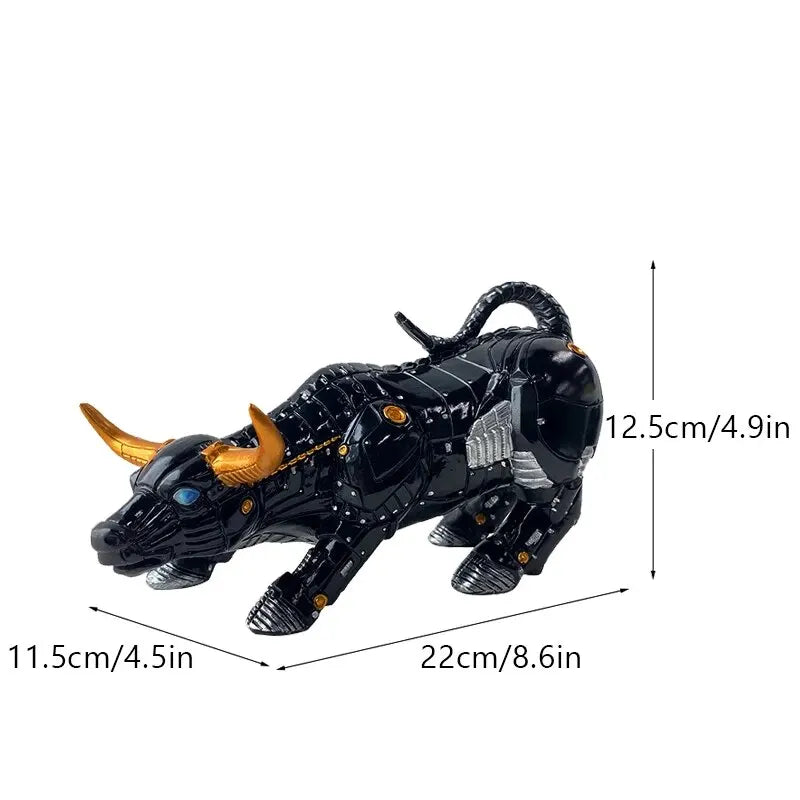 NORTHEUINS Wall Street Bull Market Resin Ornaments Feng Shui Fortune Statue Wealth Figurines For Office Interior Desktop Decor