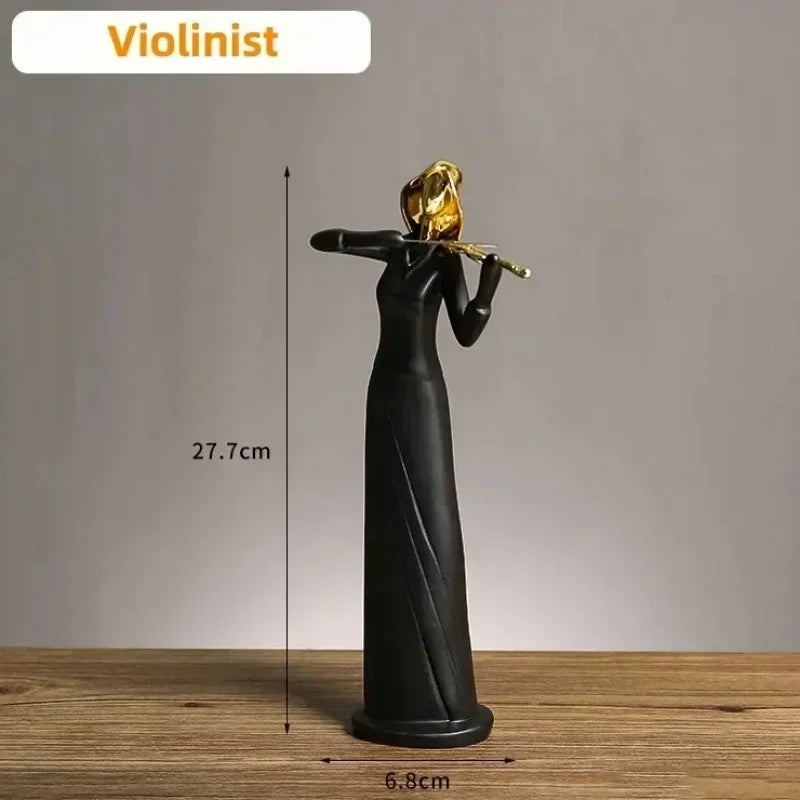 Creative Resin Decoration Band Player Ornaments Home Decor Musician Miniatures Gold Head Figurines Musical Character Ornaments