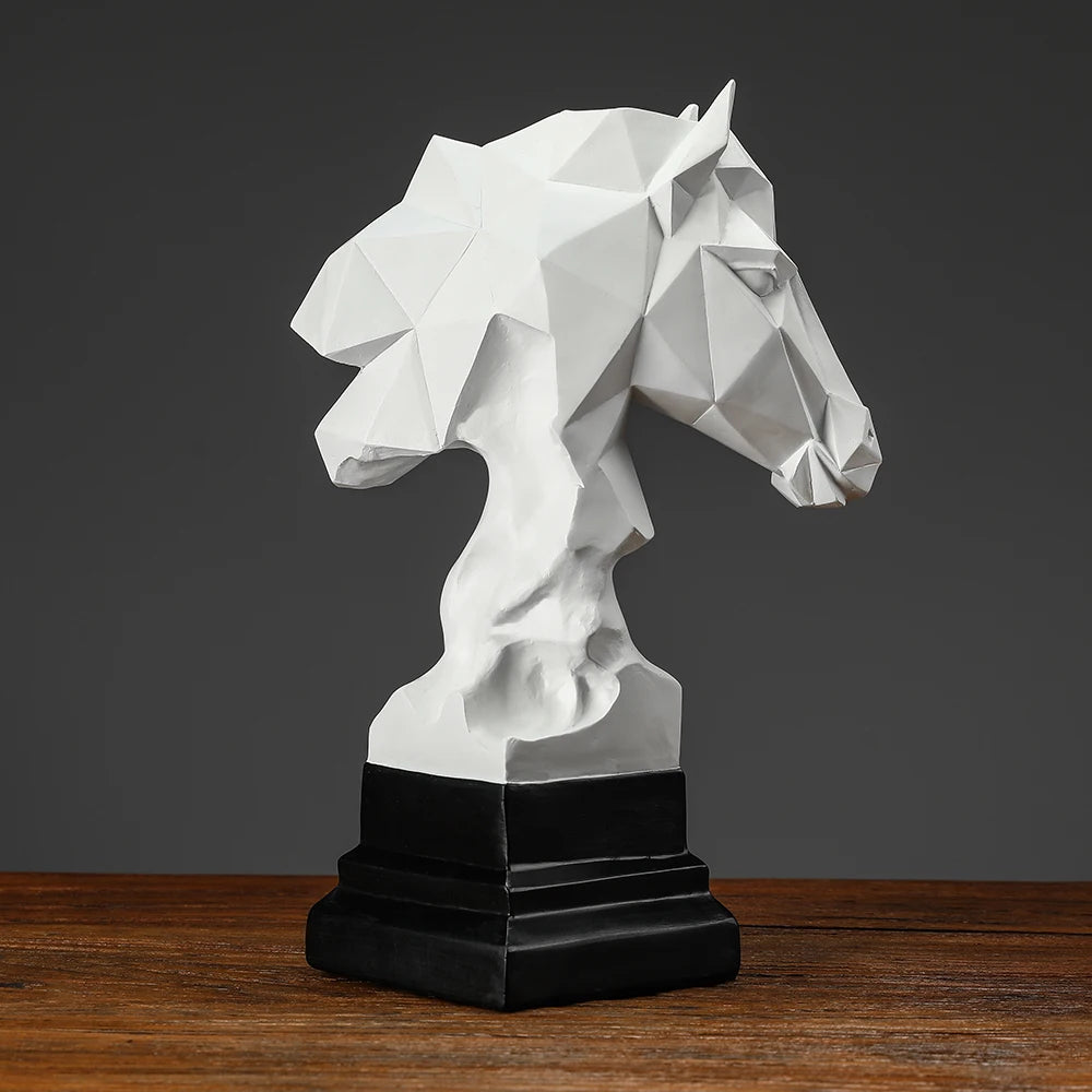 1pc Cube Horse Head Sculpture, Collectible Horse Figure, Exclusive Art Indoor Home Decor, Polygonal Horse Resin Ornament