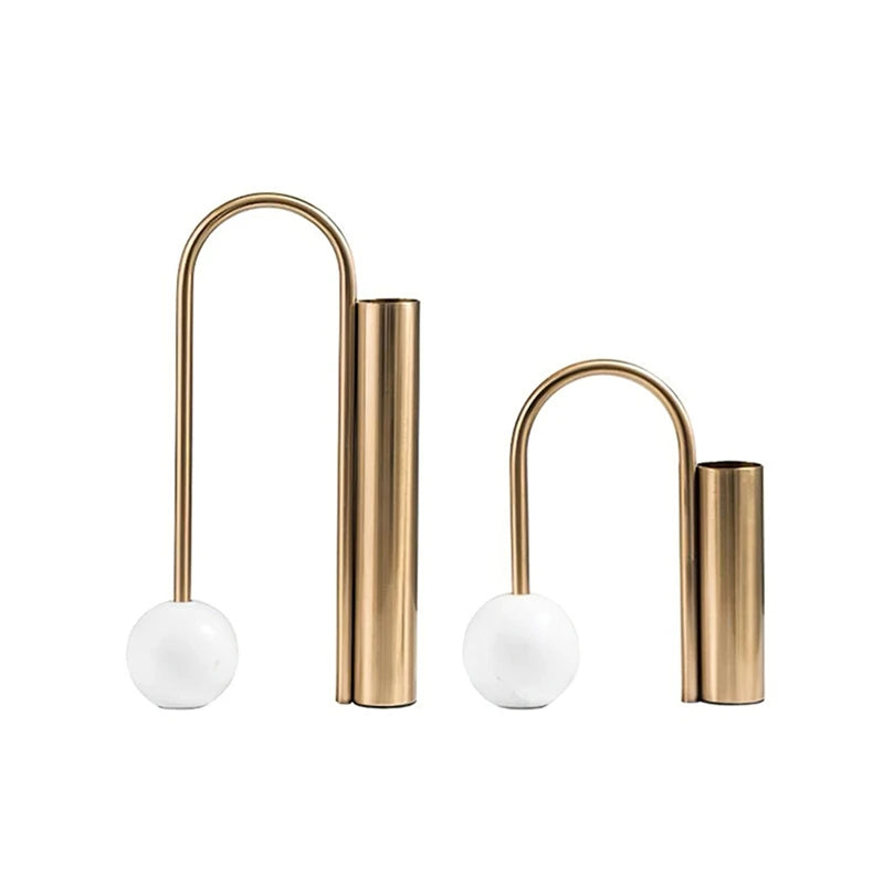 Modern Arc Iron Vase – Sculptural Elegance in Gold