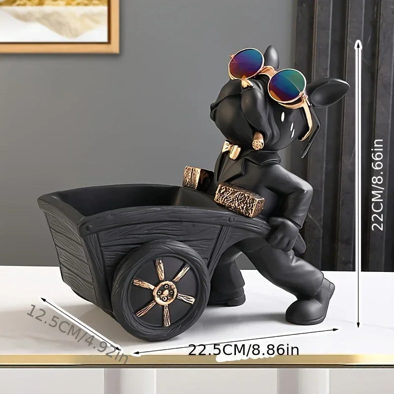 Builder French Bulldog With Barrow Dog Statue Live room Decor Resin Sculpture Table Decoration Ornament Decor Dog Figurine