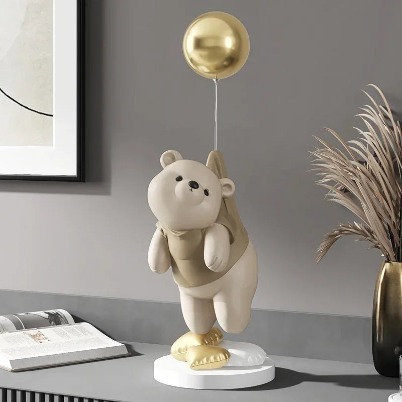Polar Bear Cartoon Animal Resin Statue Wine Cabinet Porch Figurines Tabletop Decoration Sculpture Home Decor Nordic Wedding Gift