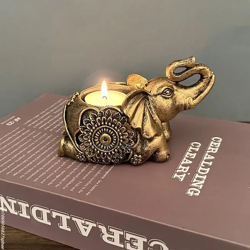 Animal Candle Holders Elephant Trunks Up Sculpture Tealight Candle Holder Decorative Small Candle Stick Holders Good Lucky Gifts