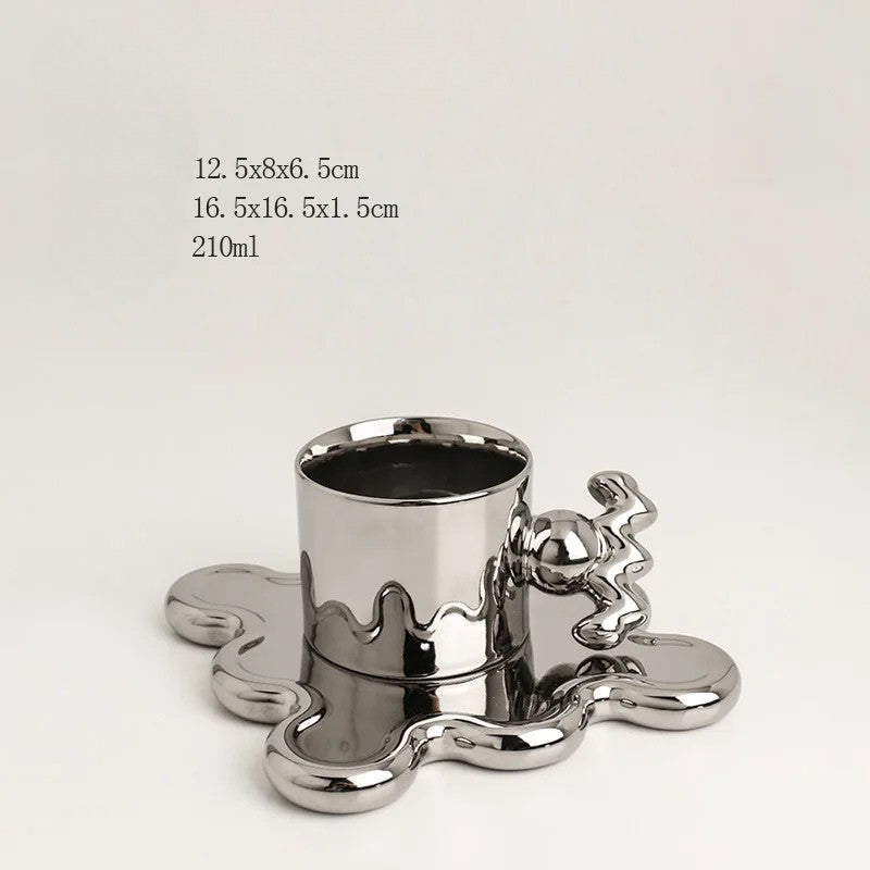Chrome Bloom Mug & Tray Set