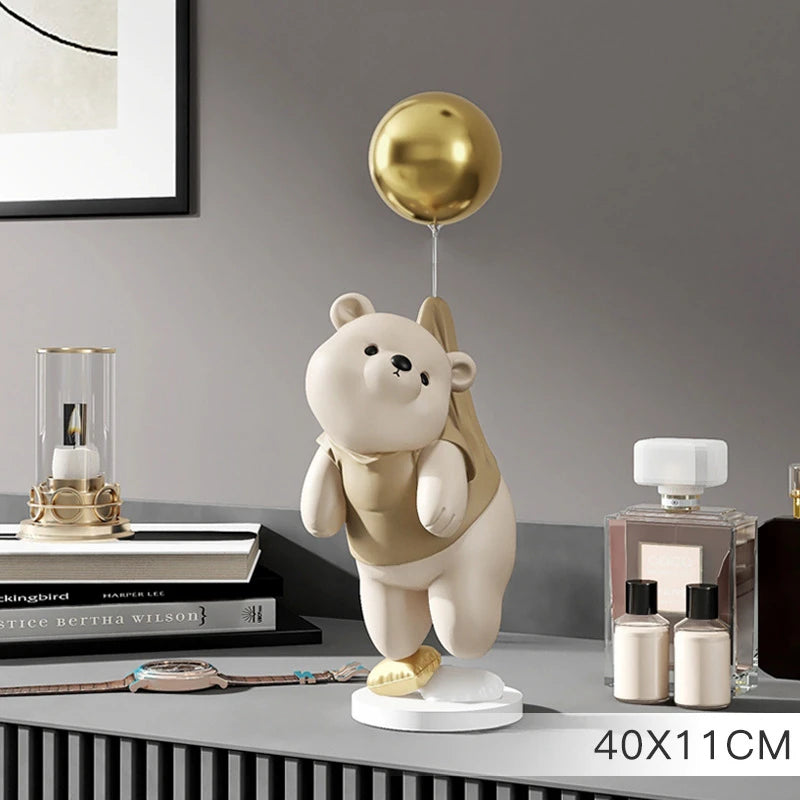 Polar Bear Cartoon Animal Resin Statue Wine Cabinet Porch Figurines Tabletop Decoration Sculpture Home Decor Nordic Wedding Gift