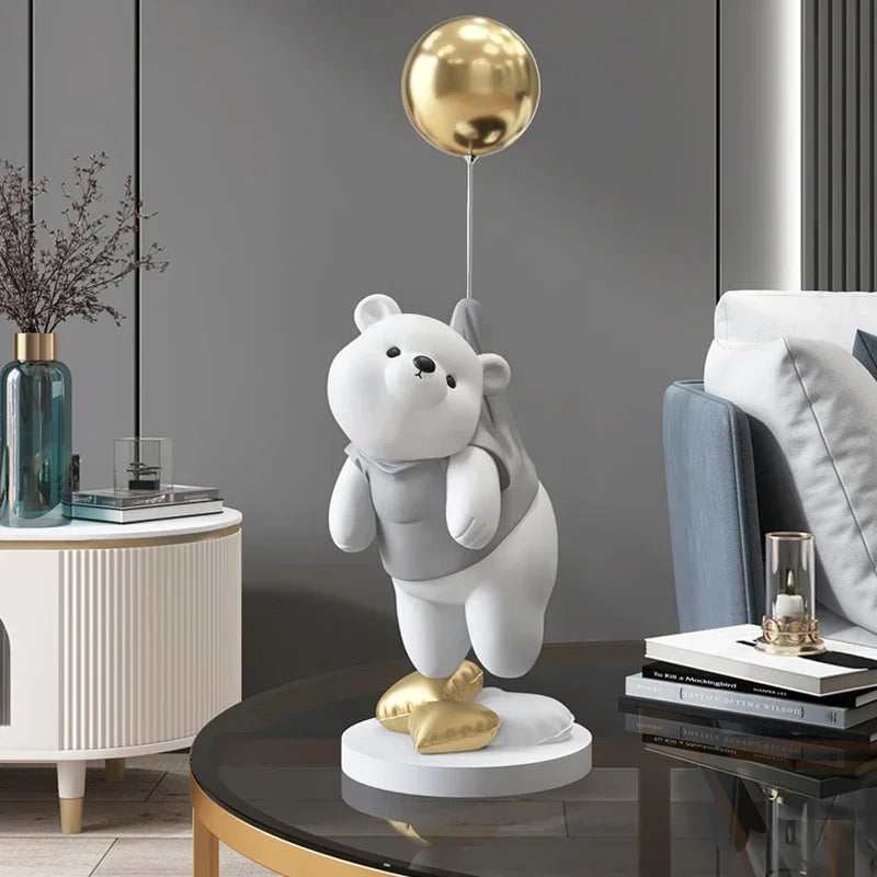 Polar Bear Cartoon Animal Resin Statue Wine Cabinet Porch Figurines Tabletop Decoration Sculpture Home Decor Nordic Wedding Gift