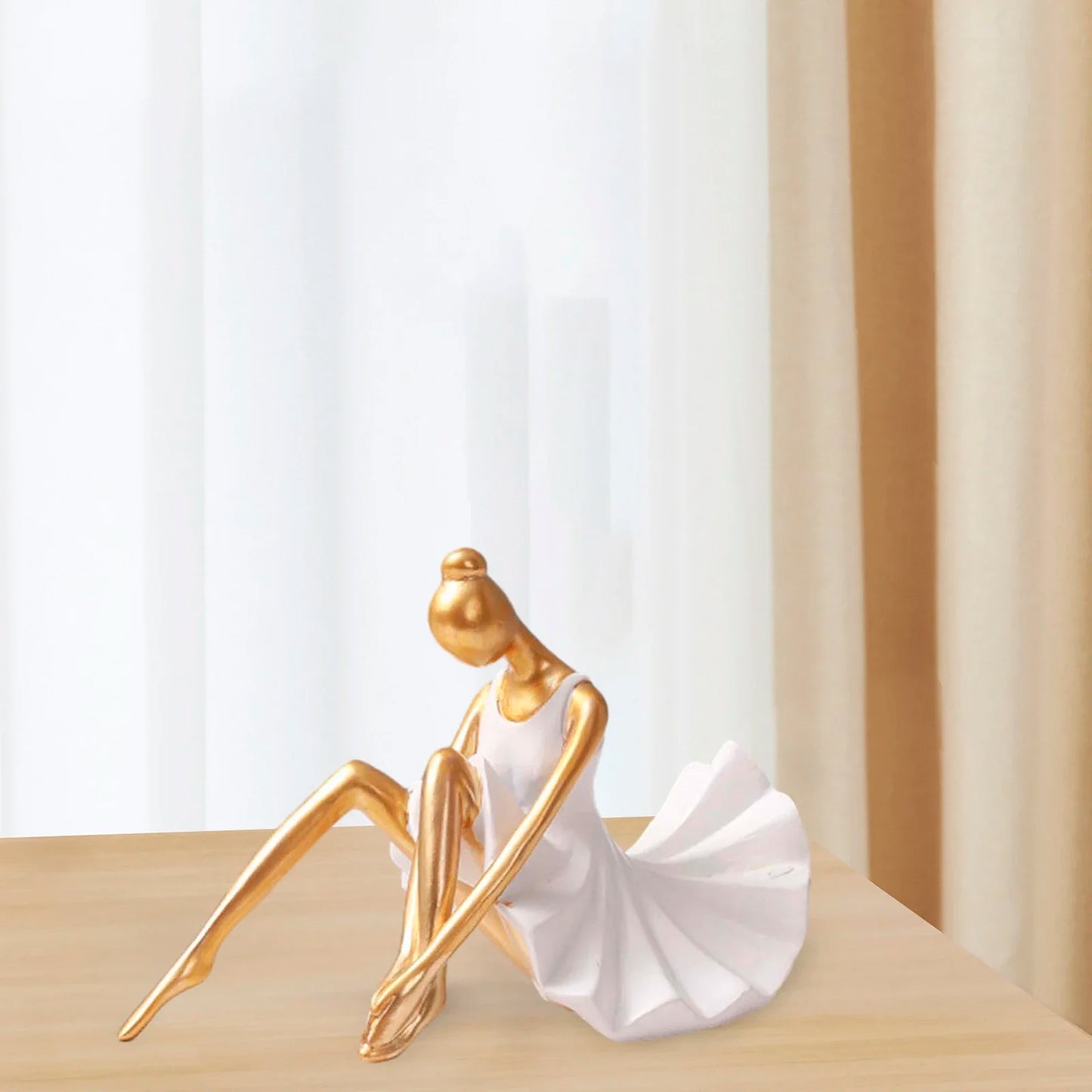 Ballerina Girl Figurine Modern Collection Art Craft Dancer Statue Statuette for Home Office Bedroom Entrance Bookcase Decor