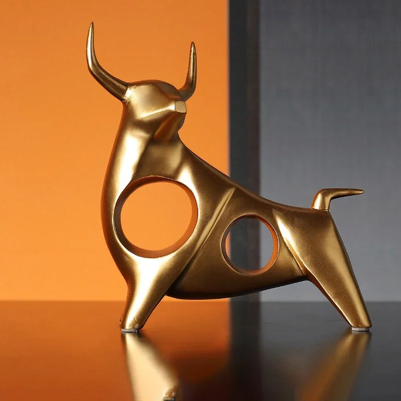 Home Decor Cattle Statue Ox Home Decor Living Room Bull Sculpture Wine TV Cabinet Ornament Crafts Abstract Animal Figurine