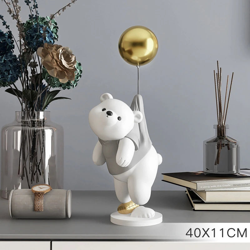 Polar Bear Cartoon Animal Resin Statue Wine Cabinet Porch Figurines Tabletop Decoration Sculpture Home Decor Nordic Wedding Gift