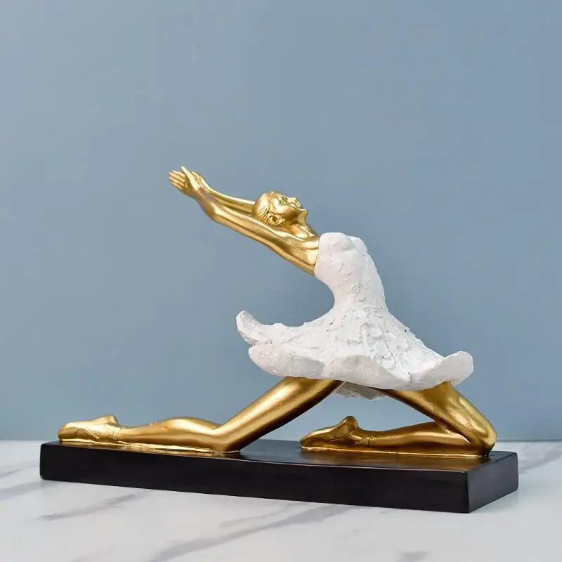 European Resin Girl Sculpture Golden Ballet Girl Knick-knacks Living Room Bookcase Kids Room Character Crafts Decoration Gifts
