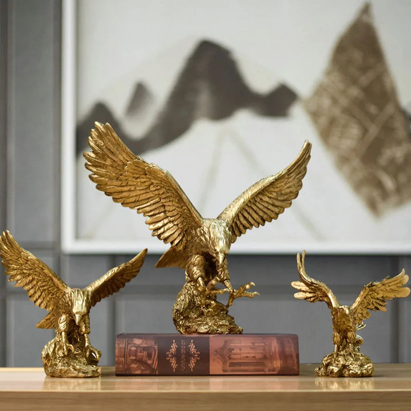 Resin American Golden Eagle Figurines Home Office Desktop Decoration Model Collection Statues Ornament Decor Objects Accessories