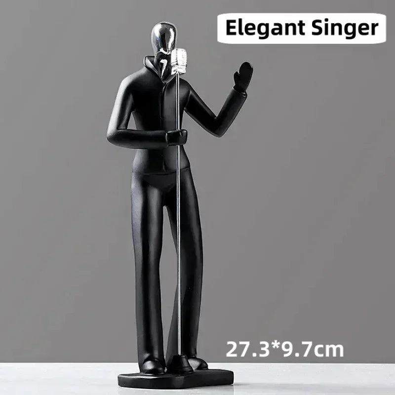 Creative Resin Decoration Band Player Ornaments Home Decor Musician Miniatures Gold Head Figurines Musical Character Ornaments