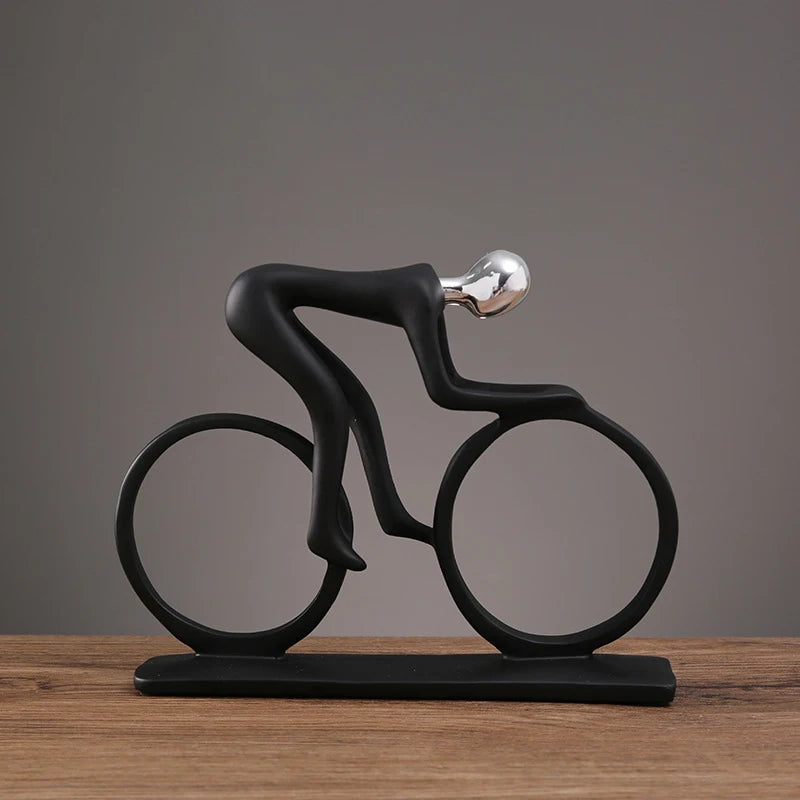 Modern Abstract Resin Bicycler Cyclist Statue Bicycle Rider Statue Bike Racer Rider Figurine Office Living Room Decor