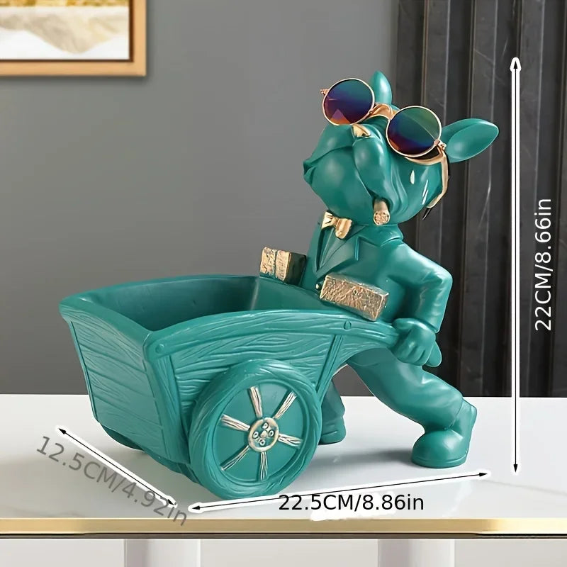 Builder French Bulldog With Barrow Dog Statue Live room Decor Resin Sculpture Table Decoration Ornament Decor Dog Figurine
