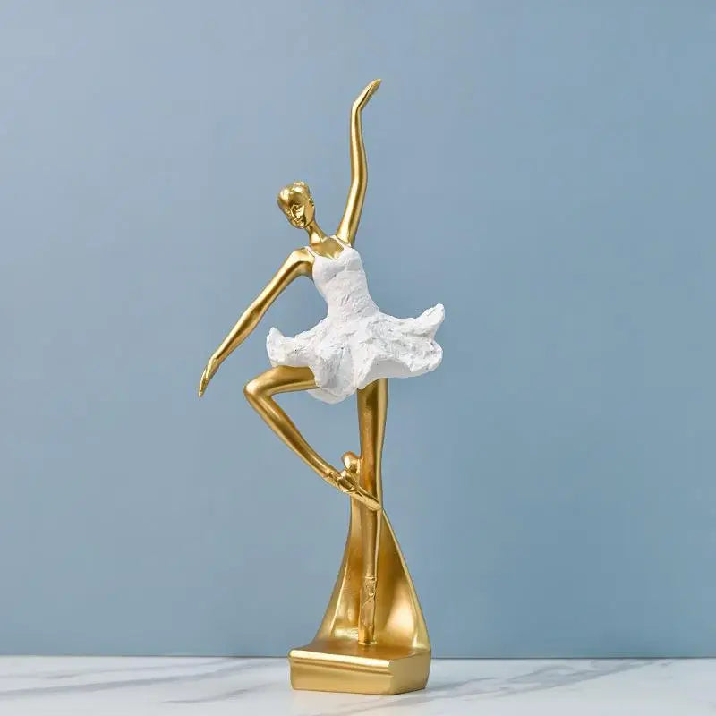 European Resin Girl Sculpture Golden Ballet Girl Knick-knacks Living Room Bookcase Kids Room Character Crafts Decoration Gifts
