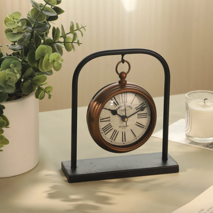 Petite Silent Roman Numeral Clock - Mini Copper Retro Desk Clock, Quiet Non-Ticking Decor