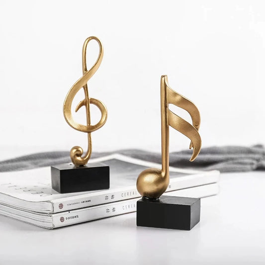 Resin Figurine Decorative Art Statuette Golden Musical Note Handicraft Living Room Wine Cabinet Desk Ornaments Home Decor