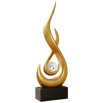 Abstract Orange Gold Ceramic Statue， Modern Decor Accents，Living Room Dining Office Coffee Table