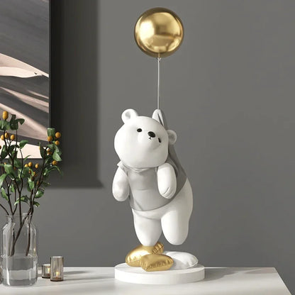Polar Bear Cartoon Animal Resin Statue Wine Cabinet Porch Figurines Tabletop Decoration Sculpture Home Decor Nordic Wedding Gift