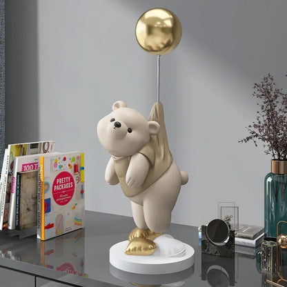 Polar Bear Cartoon Animal Resin Statue Wine Cabinet Porch Figurines Tabletop Decoration Sculpture Home Decor Nordic Wedding Gift