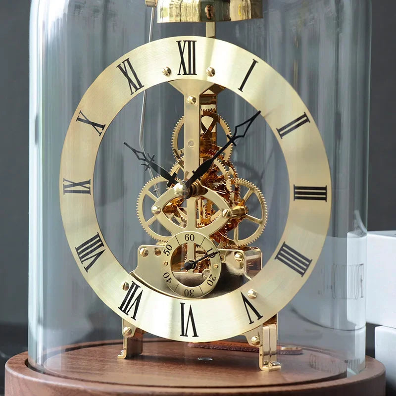 Mechanical Desk Clock Metal Wood Office Table Clock Tabletop Luxury Interior Clocks Aesthetic Bedroom Decoration Accessories