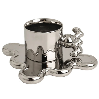 Chrome Bloom Mug & Tray Set