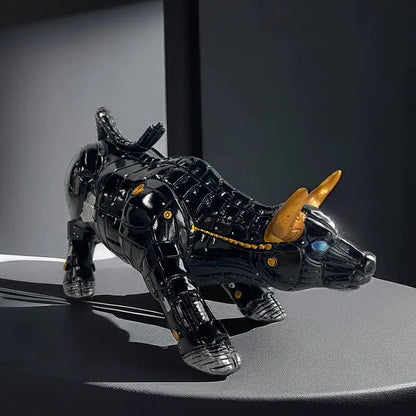 NORTHEUINS Wall Street Bull Market Resin Ornaments Feng Shui Fortune Statue Wealth Figurines For Office Interior Desktop Decor