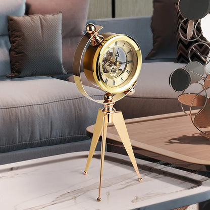 Modern Gold Table Clock Luxury Metal Office Tabletop Clocks Creative Living Room Bedroom Home Decoration Silent Desk Clock Gift