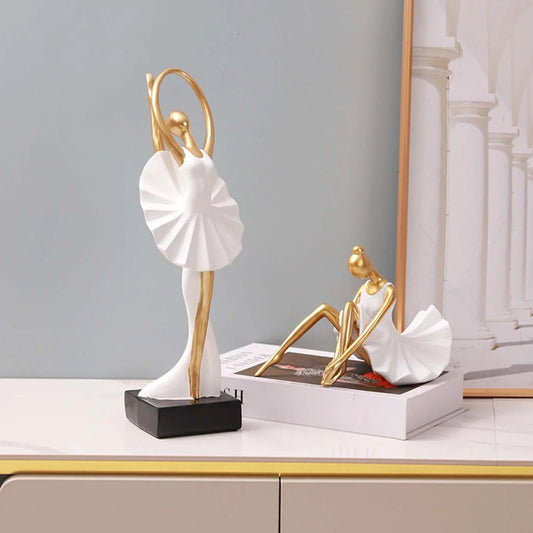 Ballerina Girl Figurine Modern Collection Art Craft Dancer Statue Statuette for Home Office Bedroom Entrance Bookcase Decor