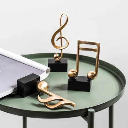 Resin Figurine Decorative Art Statuette Golden Musical Note Handicraft Living Room Wine Cabinet Desk Ornaments Home Decor