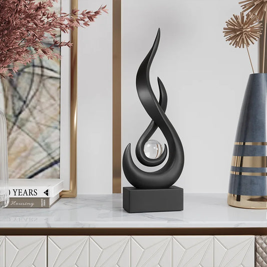 Abstract Orange Gold Ceramic Statue， Modern Decor Accents，Living Room Dining Office Coffee Table