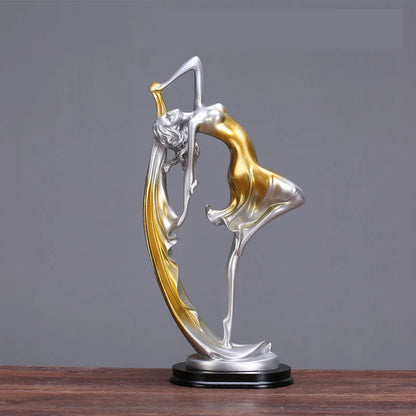 Dancing Girl Figure Statue Modern Ballet Sculptures Resin Crafts Home Decor Desktop Ornament Elegant Gift