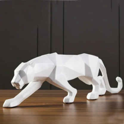 Large Size Panther Statue Animal Figurine Abstract Geometric Style Resin Leopard Sculpture Home Office Desktop Decoration Crafts