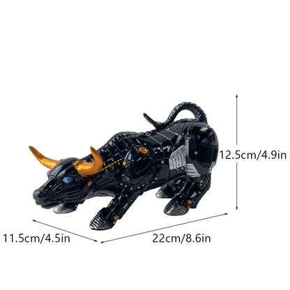 NORTHEUINS Wall Street Bull Market Resin Ornaments Feng Shui Fortune Statue Wealth Figurines For Office Interior Desktop Decor