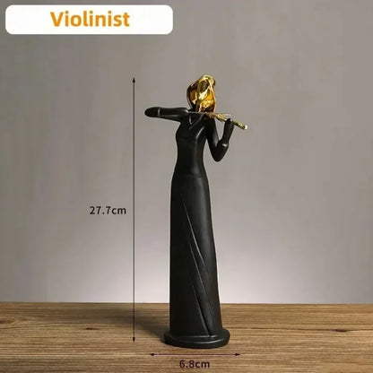 Creative Resin Decoration Band Player Ornaments Home Decor Musician Miniatures Gold Head Figurines Musical Character Ornaments