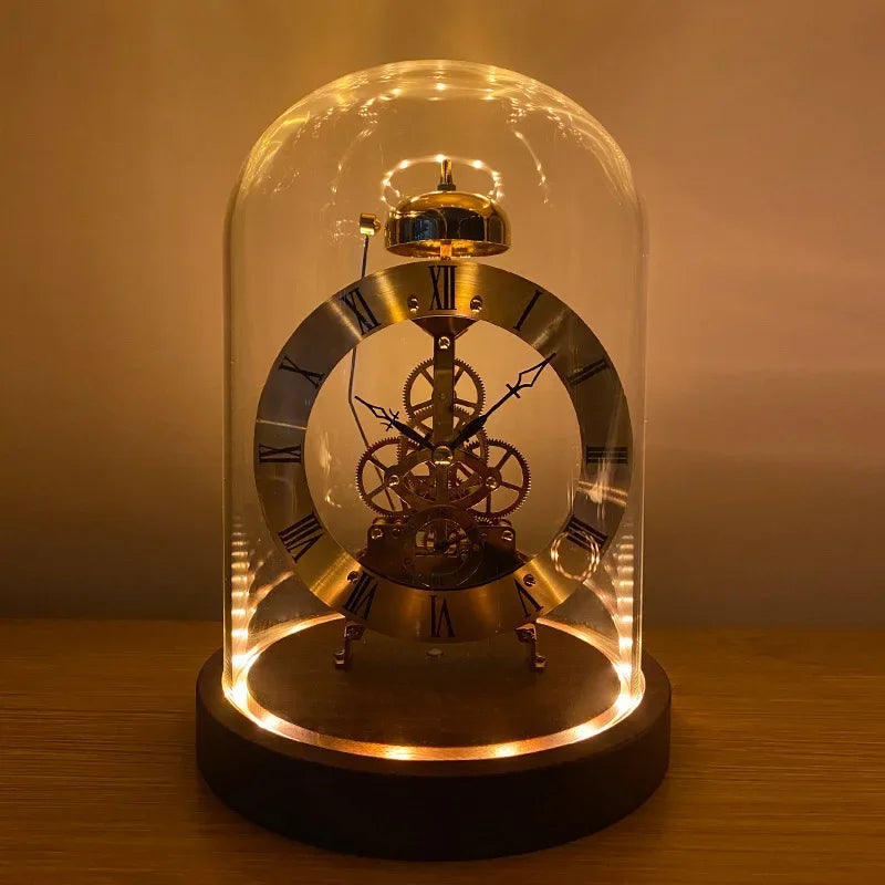 Mechanical Desk Clock Metal Wood Office Table Clock Tabletop Luxury Interior Clocks Aesthetic Bedroom Decoration Accessories